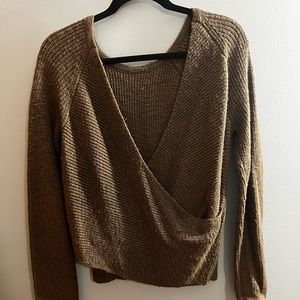 Aerie crossover sweater (olive green)